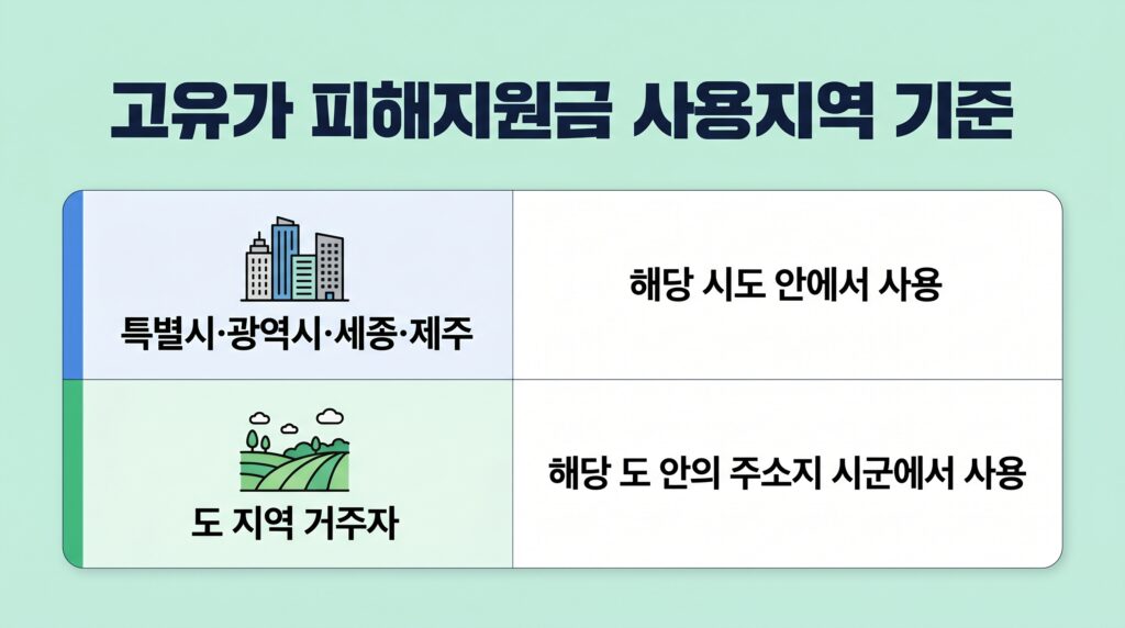 고유가 피해지원금 사용처 사용지역 변경