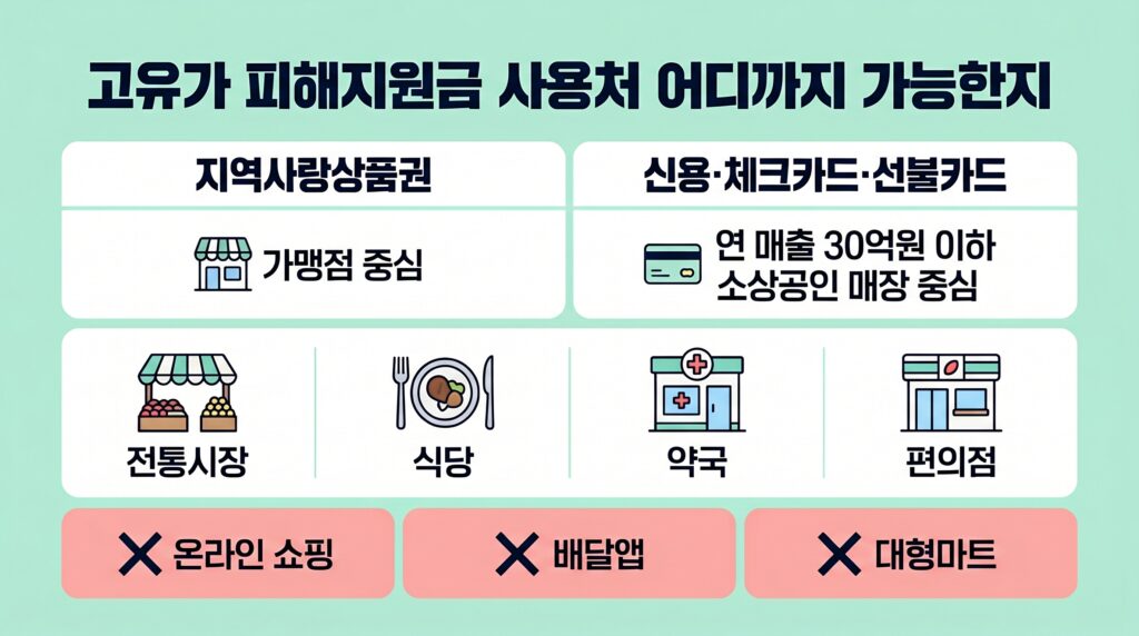 고유가 피해지원금 사용처 사용지역 변경