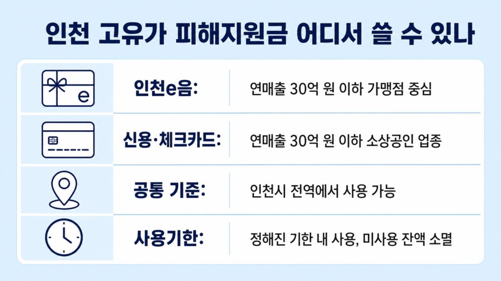 인천 고유가 피해지원금 사용처